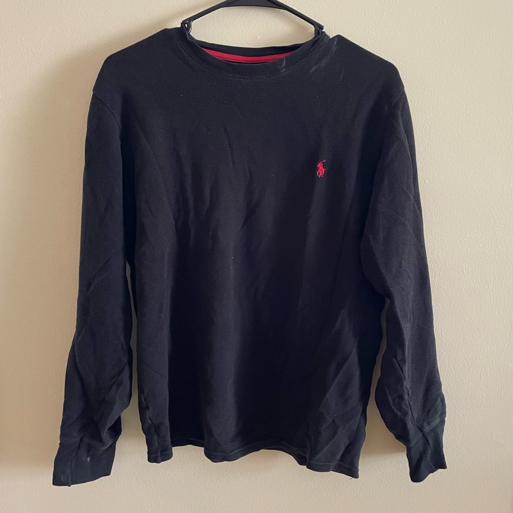 Polo Waffle Knit Top - Black